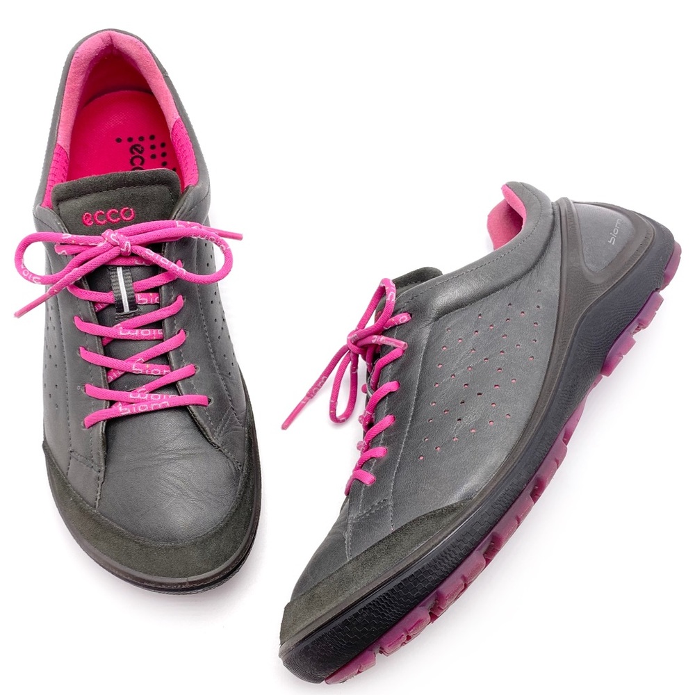 Ecco Biom Grip 38 7/7.5 Gray/Pink Casual Sneakers